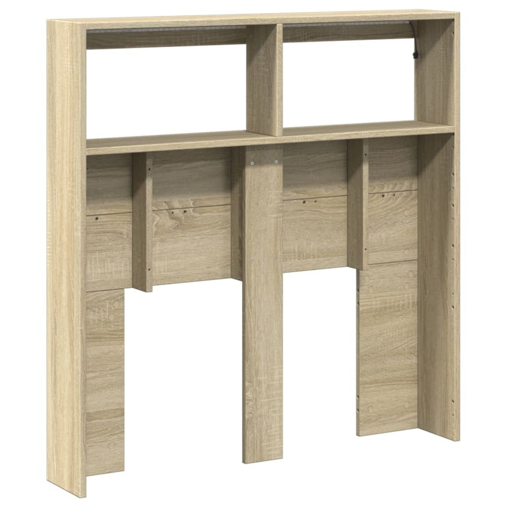 Headboard Cabinet with RGB LED Lights Storage 100cm Engineered Wood Oak
