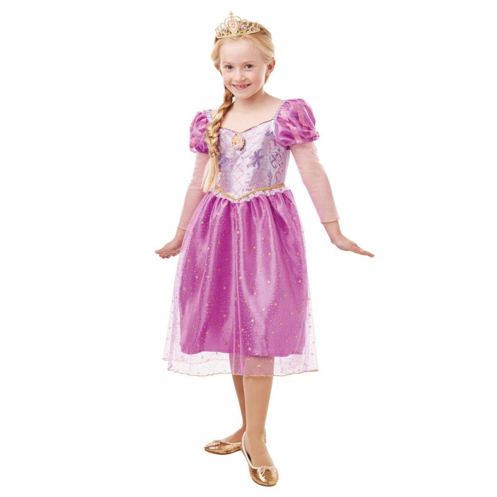 Disney Rapunzel Deluxe Costume for Kids with Satin Bodice and Glitter Tulle Sleeves - Purple Colour