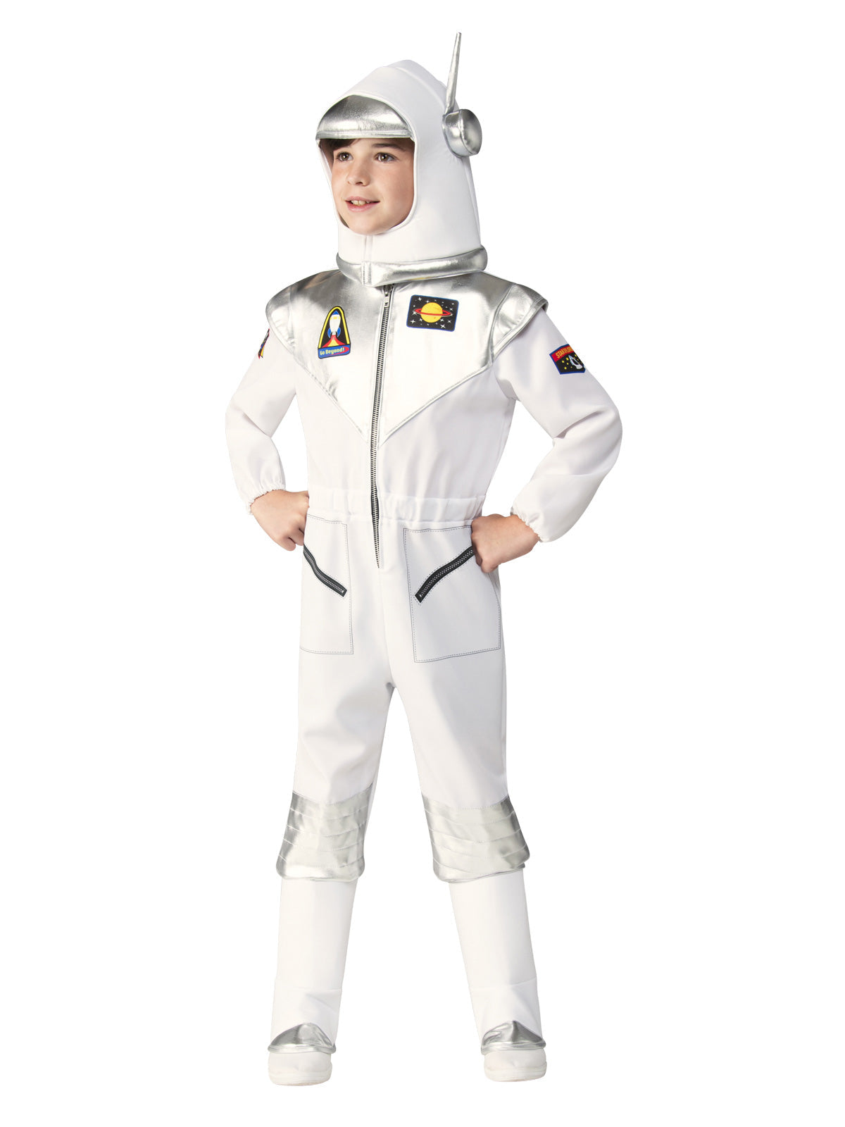 Astronaut Costume for Kids Space Suit with Helmet Patches Zip Front Jumpsuit