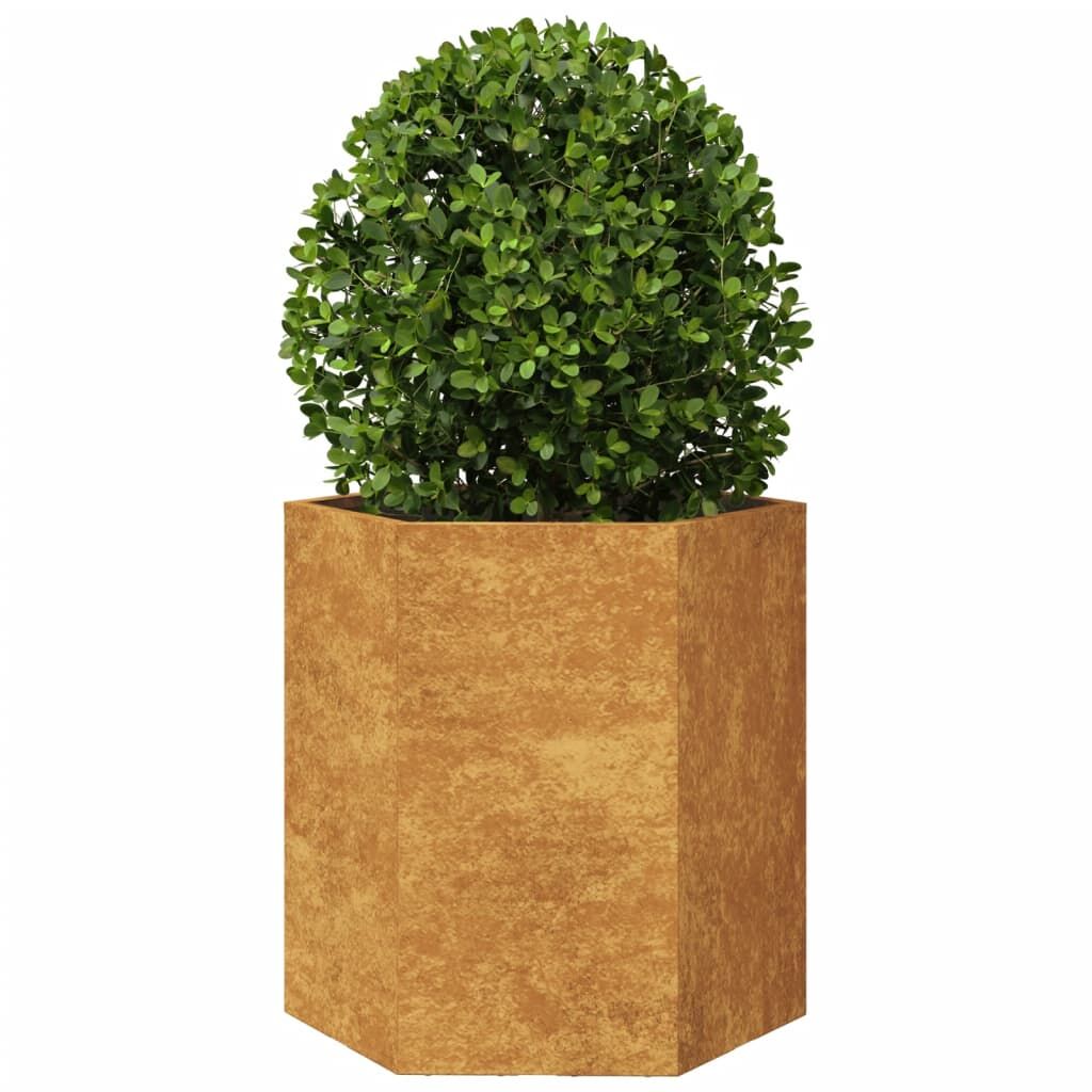 Garden Planters 2 pcs Hexagon Raised Bed Flower Pot Weathering Steel Rust