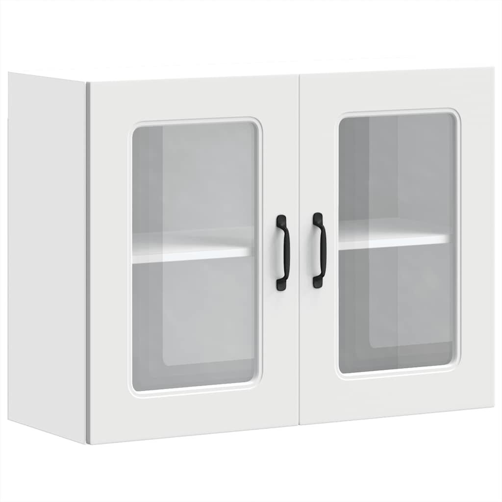 Kitchen Wall Cabinet Kalmar Glass Door Storage Cupboard Engineered Wood White