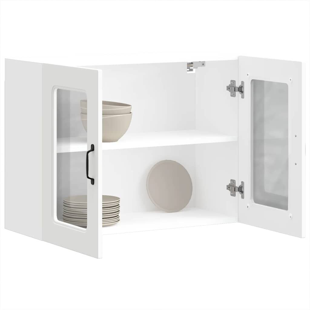 Kitchen Wall Cabinet Kalmar Glass Door Storage Cupboard Engineered Wood White