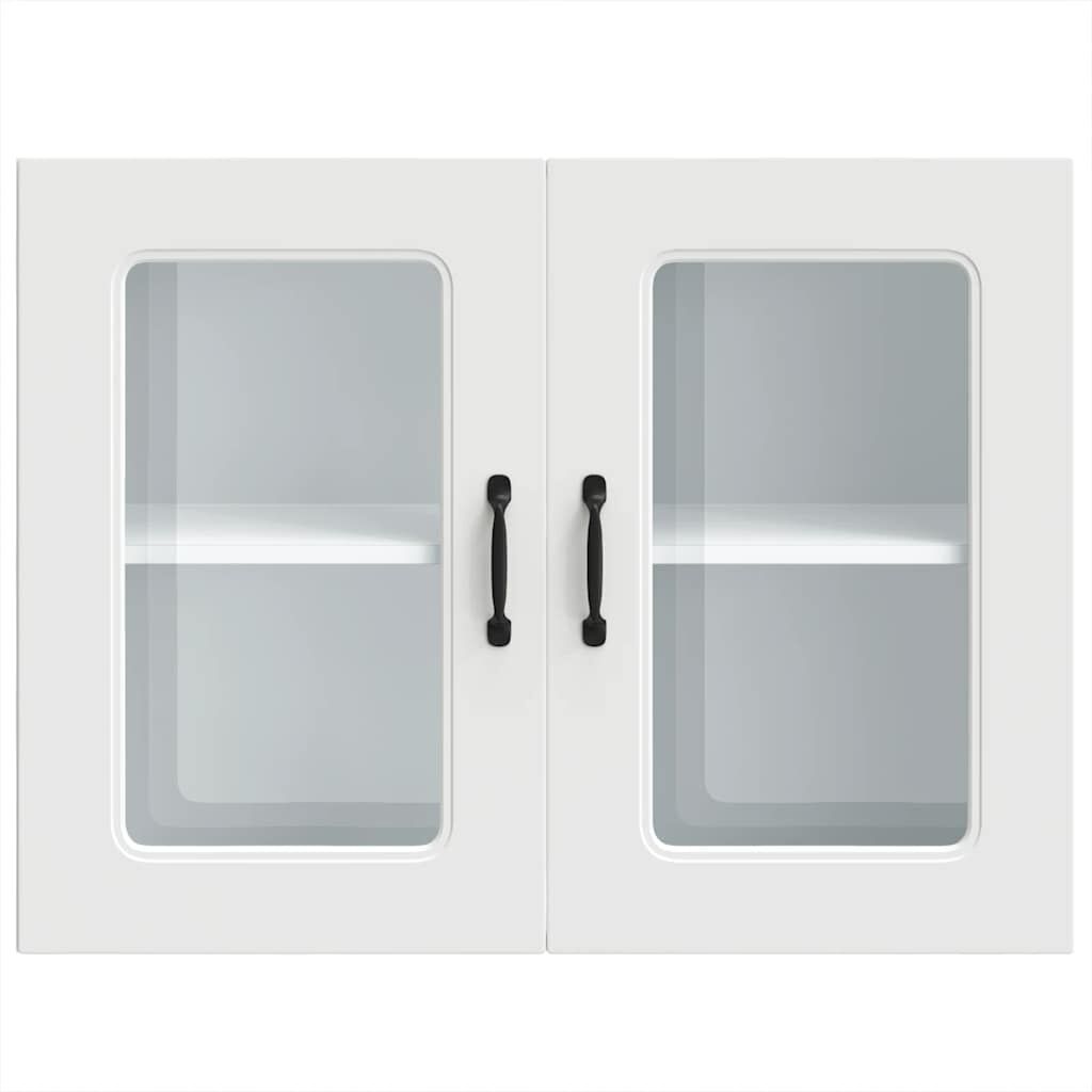 Kitchen Wall Cabinet Kalmar Glass Door Storage Cupboard Engineered Wood White