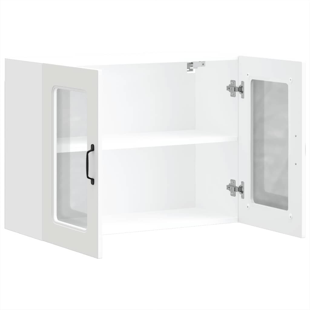 Kitchen Wall Cabinet Kalmar Glass Door Storage Cupboard Engineered Wood White