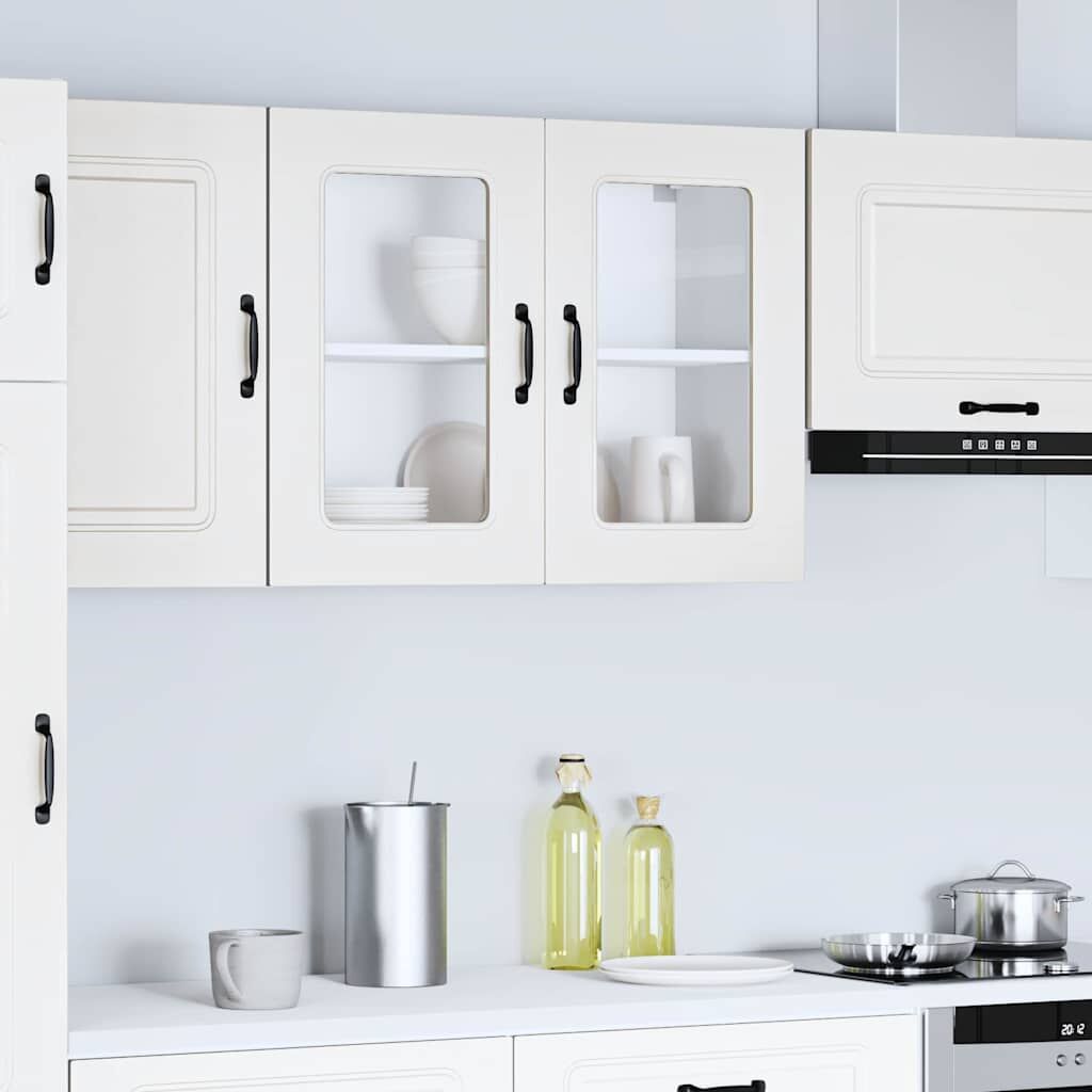 Kitchen Wall Cabinet Kalmar Glass Door Storage Cupboard Engineered Wood White