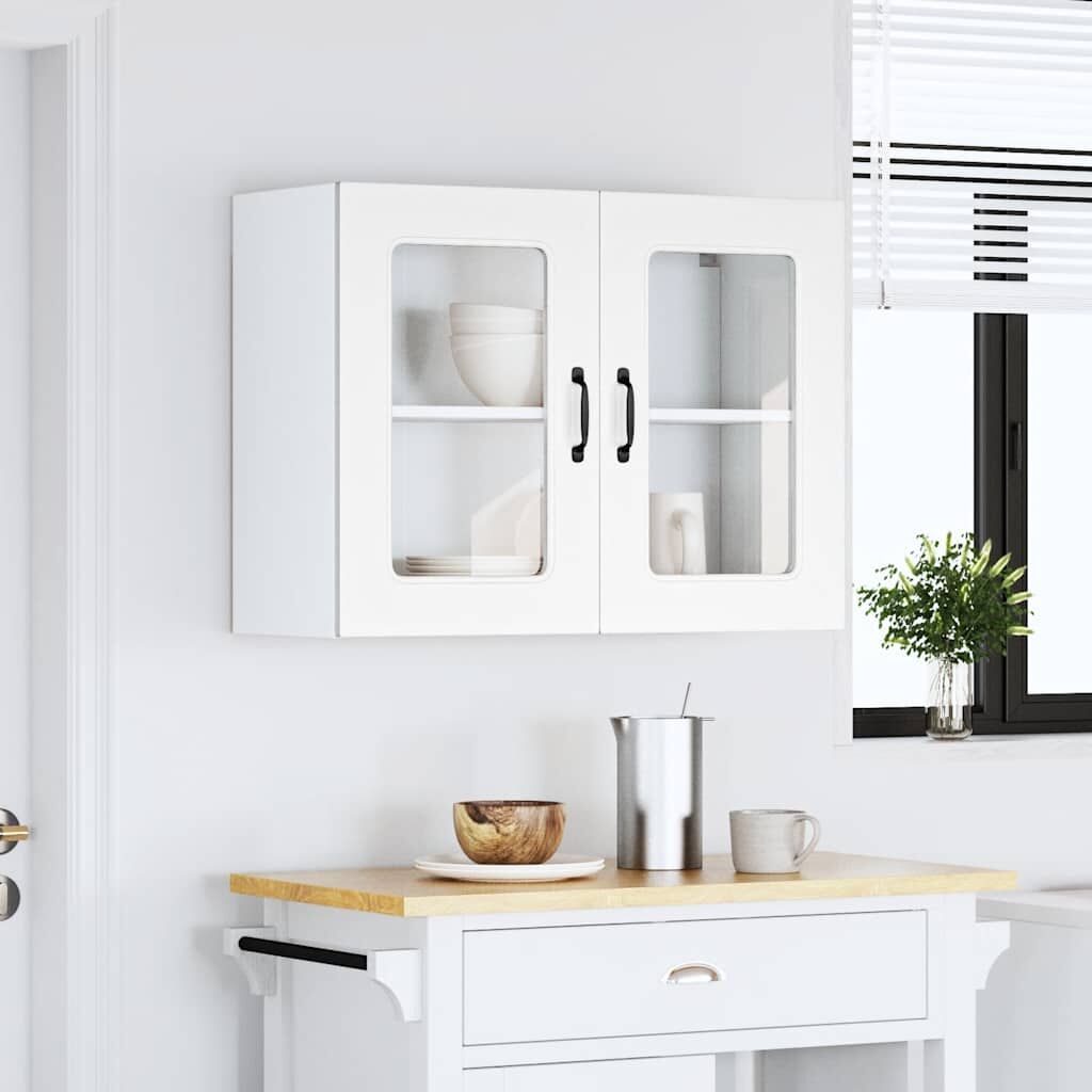 Kitchen Wall Cabinet Kalmar Glass Door Storage Cupboard Engineered Wood White