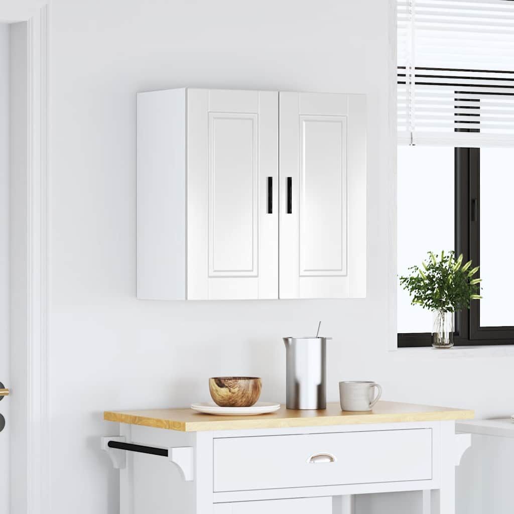 Kitchen Wall Cabinet Porto Storage Cupboard High Gloss Engineered White