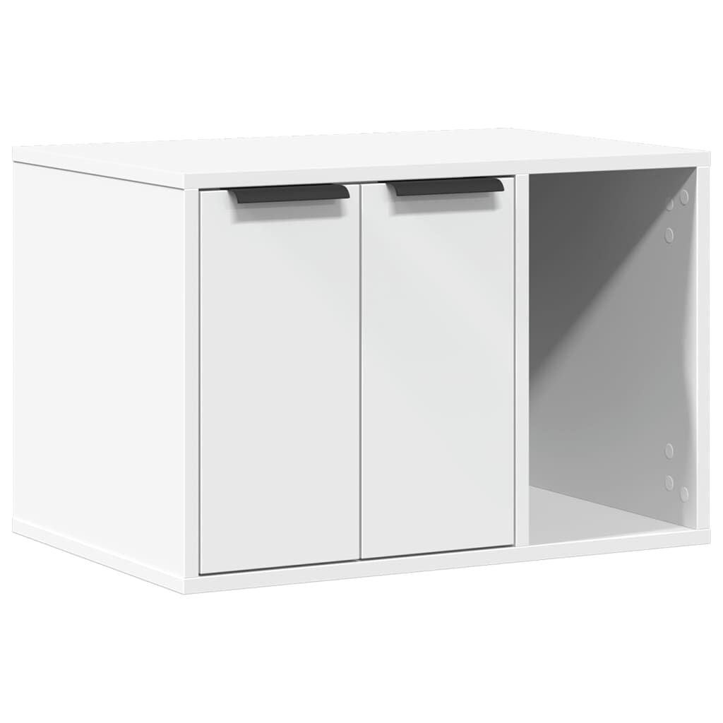 Cat Litter Box Enclosure Furniture Cabinet Side Table Engineered Wood White