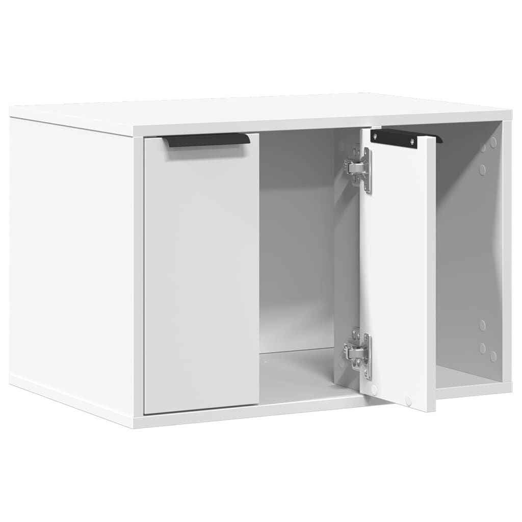 Cat Litter Box Enclosure Furniture Cabinet Side Table Engineered Wood White