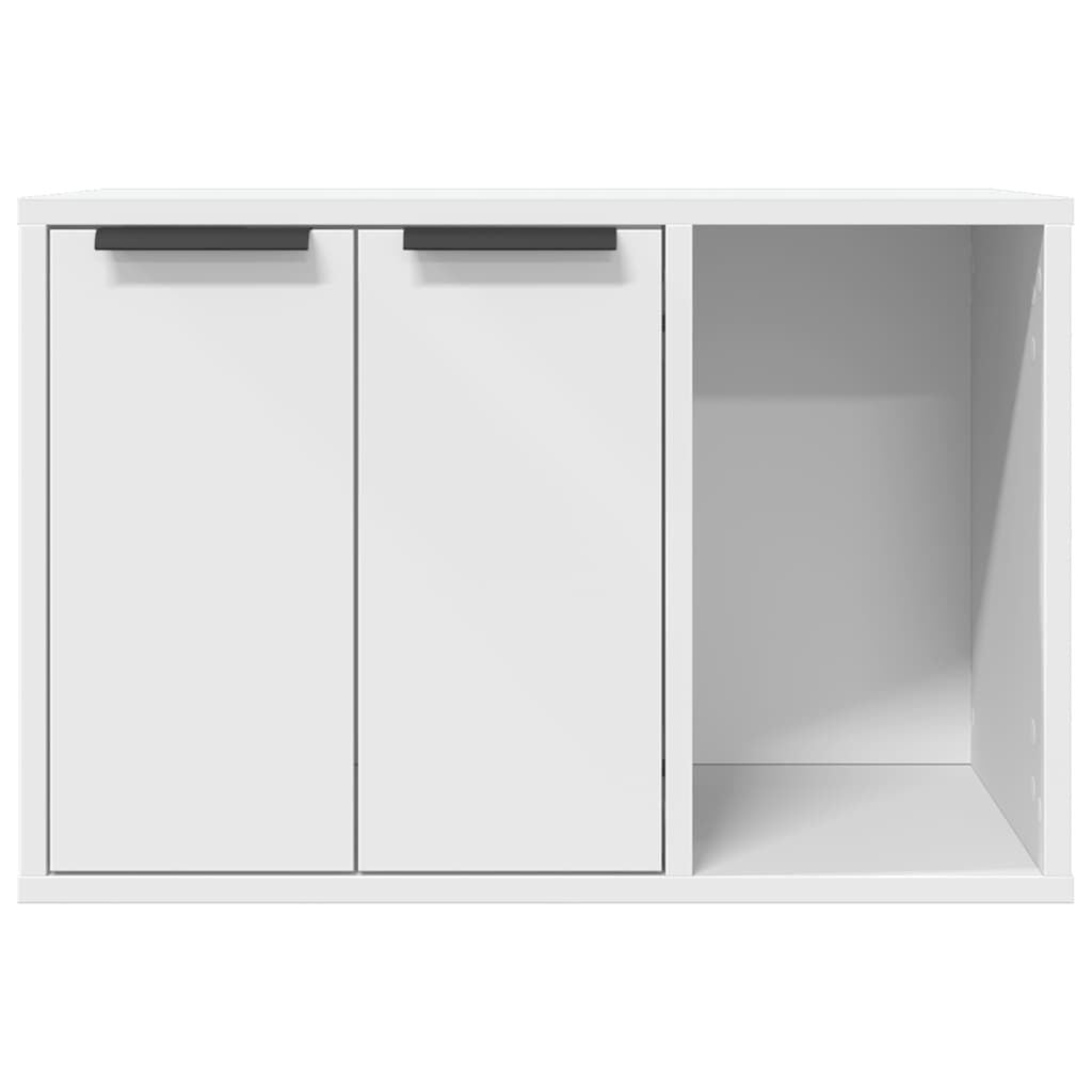 Cat Litter Box Enclosure Furniture Cabinet Side Table Engineered Wood White