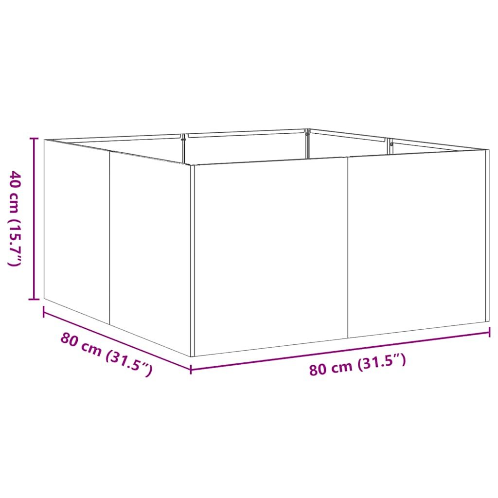 Planter Raised Bed Garden Flower Box Square Cold-Rolled Steel Black