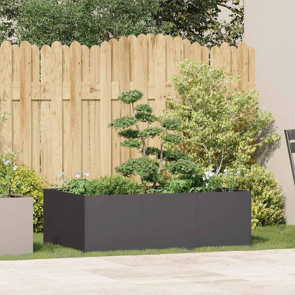 Planter Raised Bed Garden Flower Box Rectangular Steel Black
