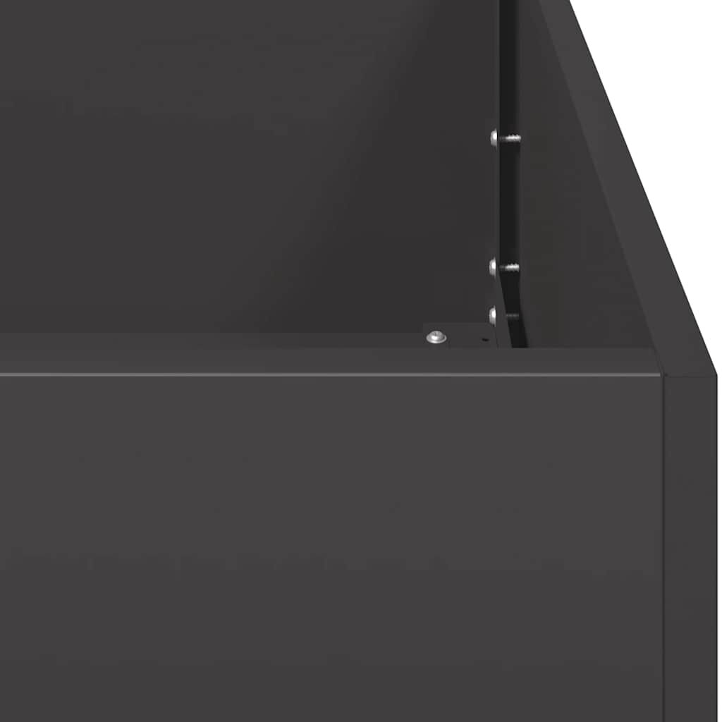 Planter Raised Bed Garden Flower Box Rectangular Steel Black