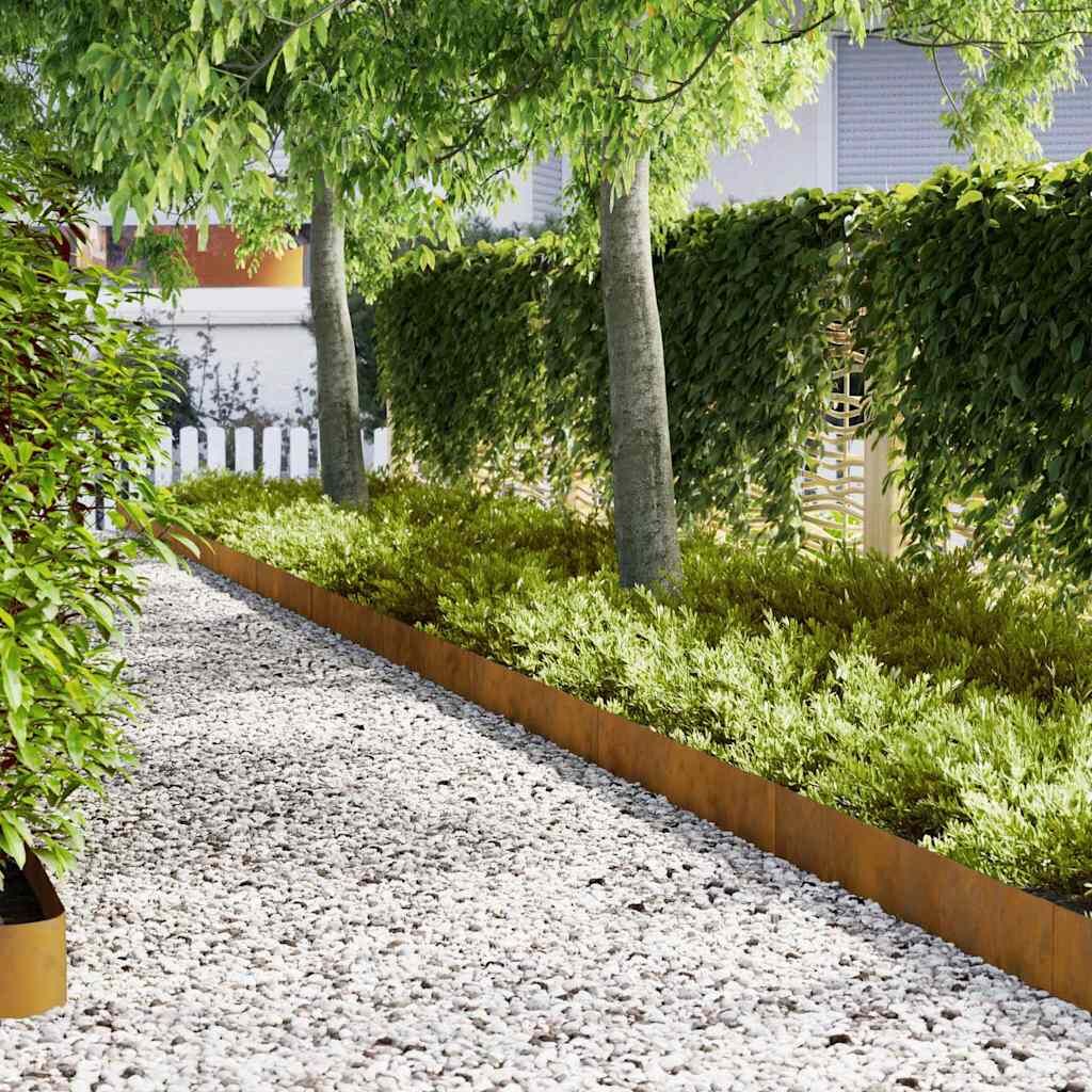 Lawn Edging 20 pcs Garden Border Path Divider Weathering Steel Brown