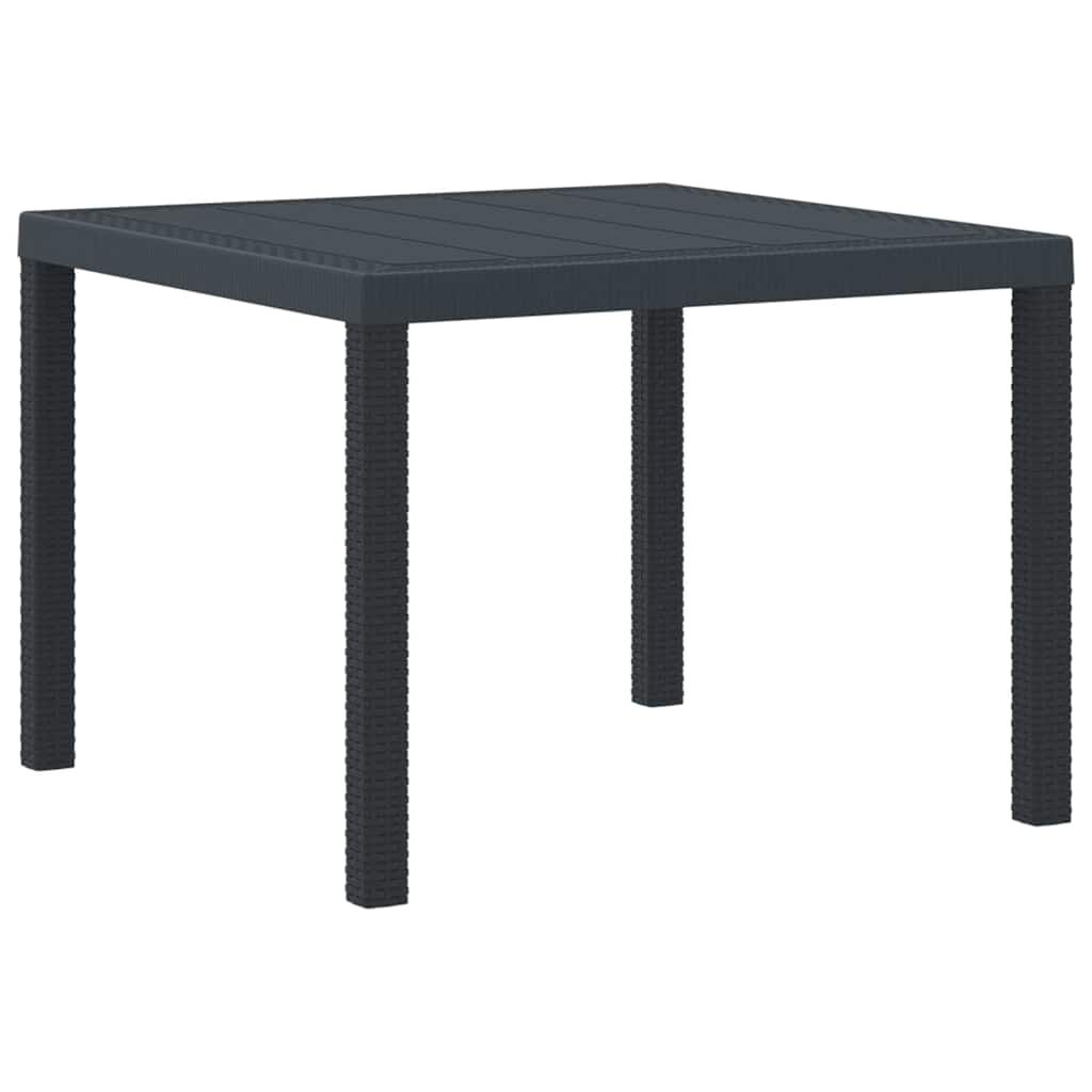 Garden Dining Table Outdoor Patio Steel Frame Poly Rattan Anthracite