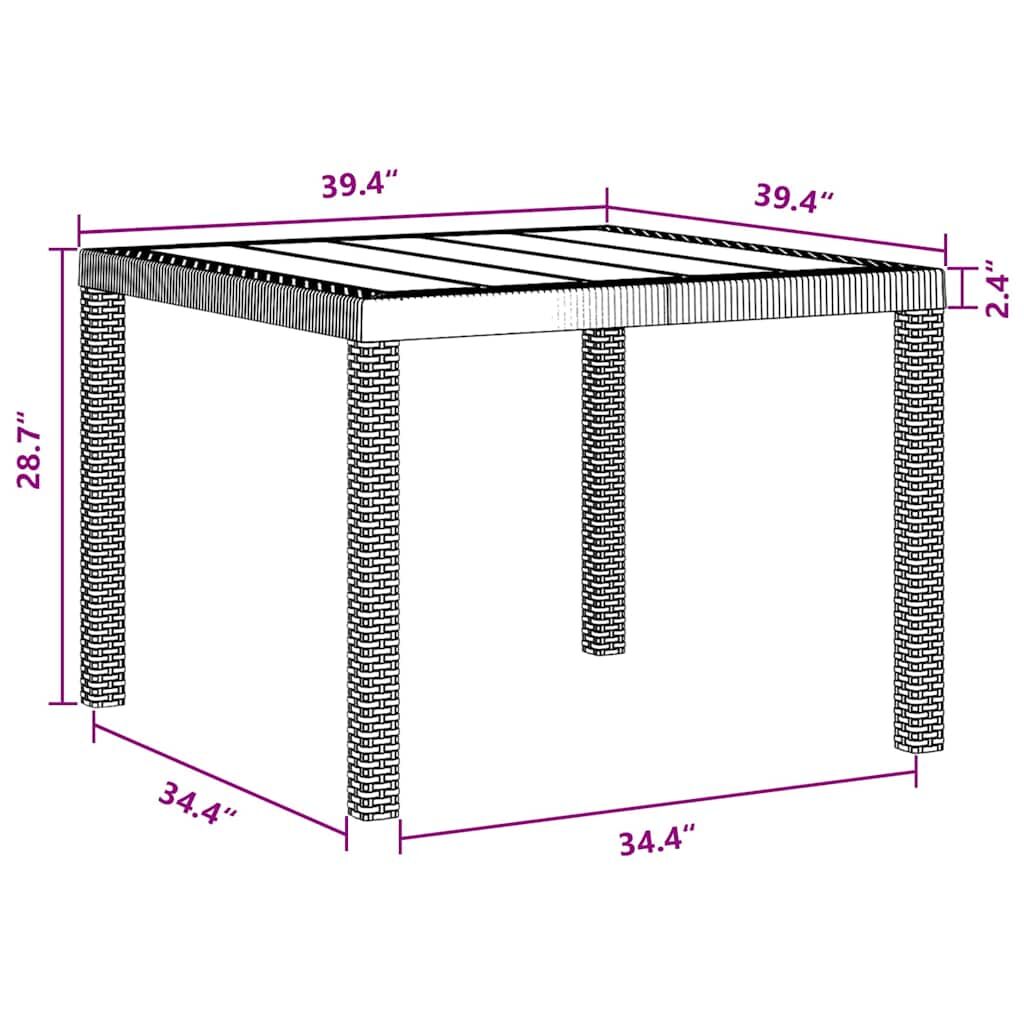 Garden Dining Table Outdoor Patio Steel Frame Poly Rattan Anthracite