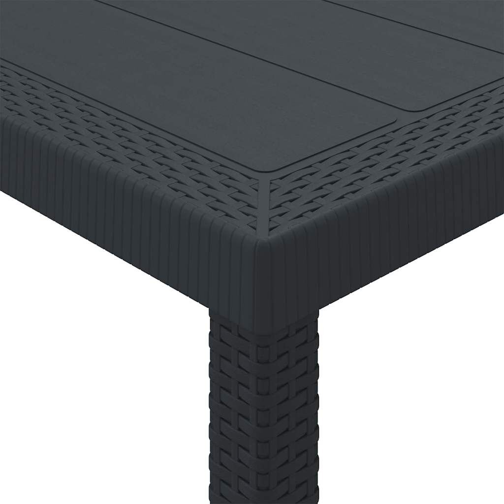 Garden Dining Table Outdoor Patio Steel Frame Poly Rattan Anthracite