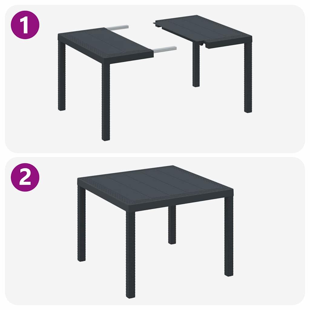 Garden Dining Table Outdoor Patio Steel Frame Poly Rattan Anthracite