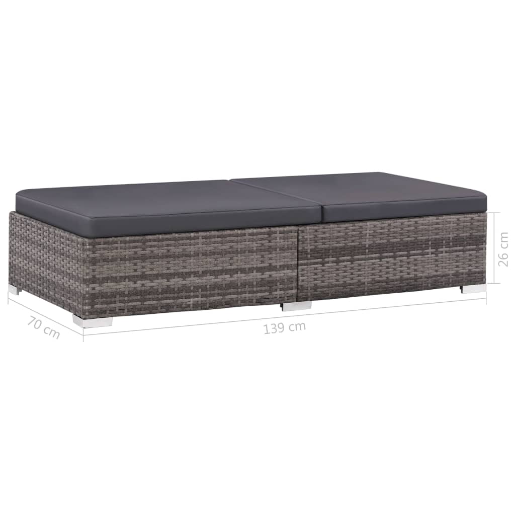 3 Piece Garden Lounge Set with Cushions Poly Rattan Grey