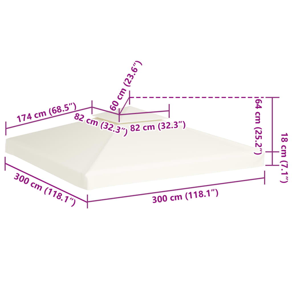 Waterproof Gazebo Cover Canopy 310 g / mÂ² Cream White 3 x 3 m