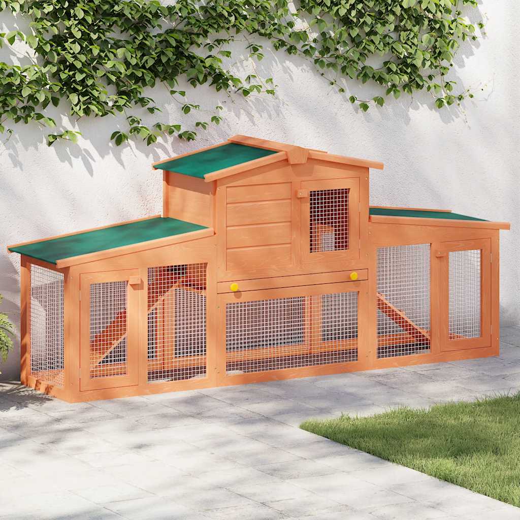 Large Rabbit Hutch Small Animal House Pet Cage with Roofs Wood