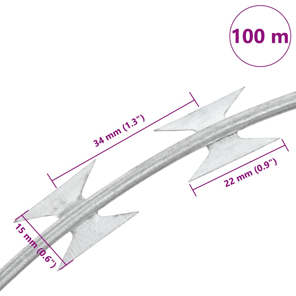 Razor Wire Helical Wire Roll Galvanised Steel 100 m