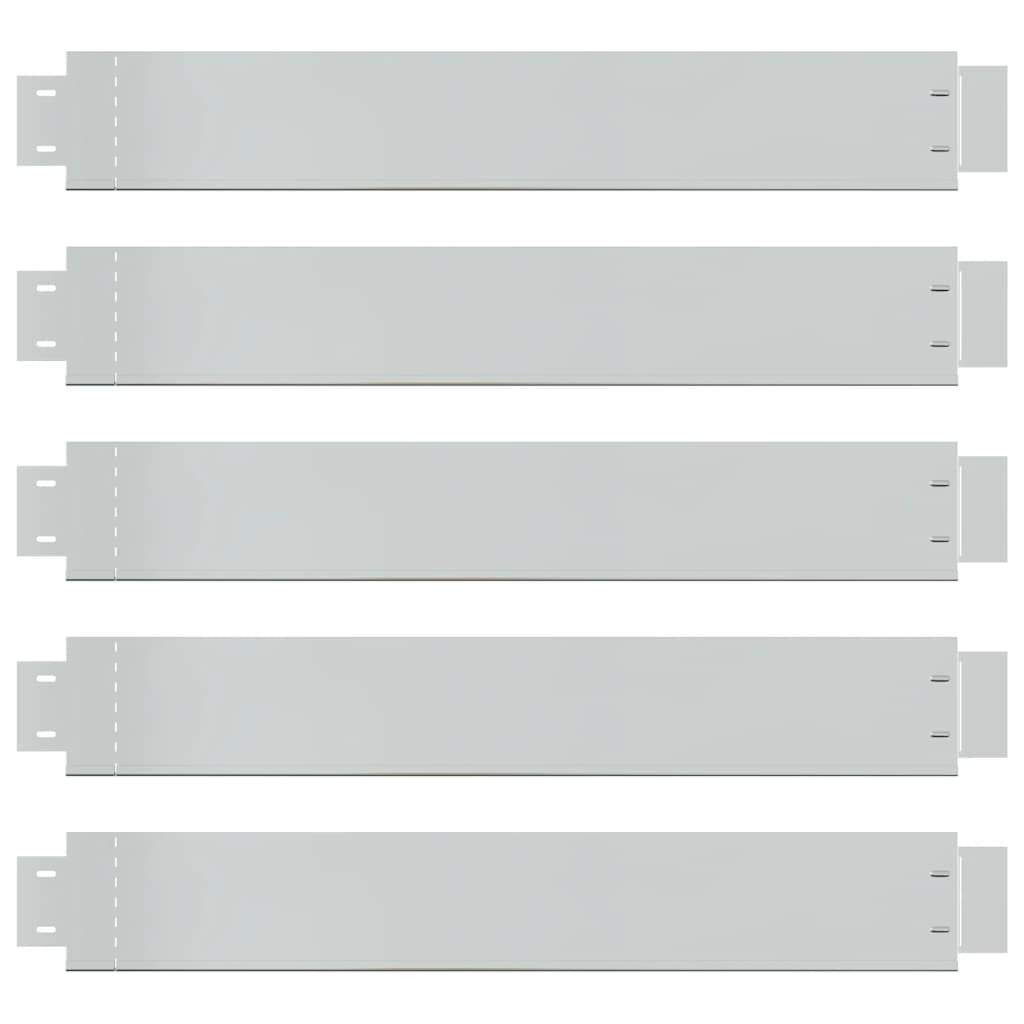 Set of 5 Flexible Lawn Fence Galvanised Steel 100 x 14 cm
