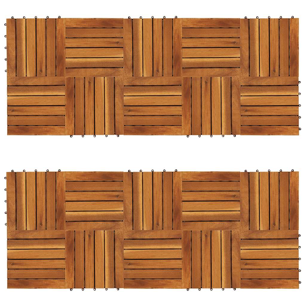 Decking Tiles Vertical Pattern 30 x 30 cm Acacia Set of 20