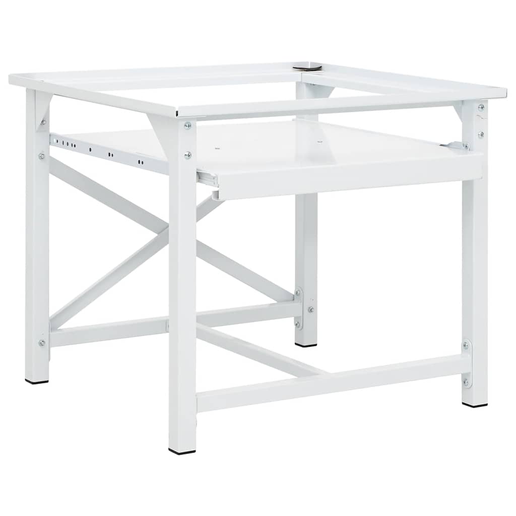 Washing Machine Pedestal with Pull-Out Shelf White