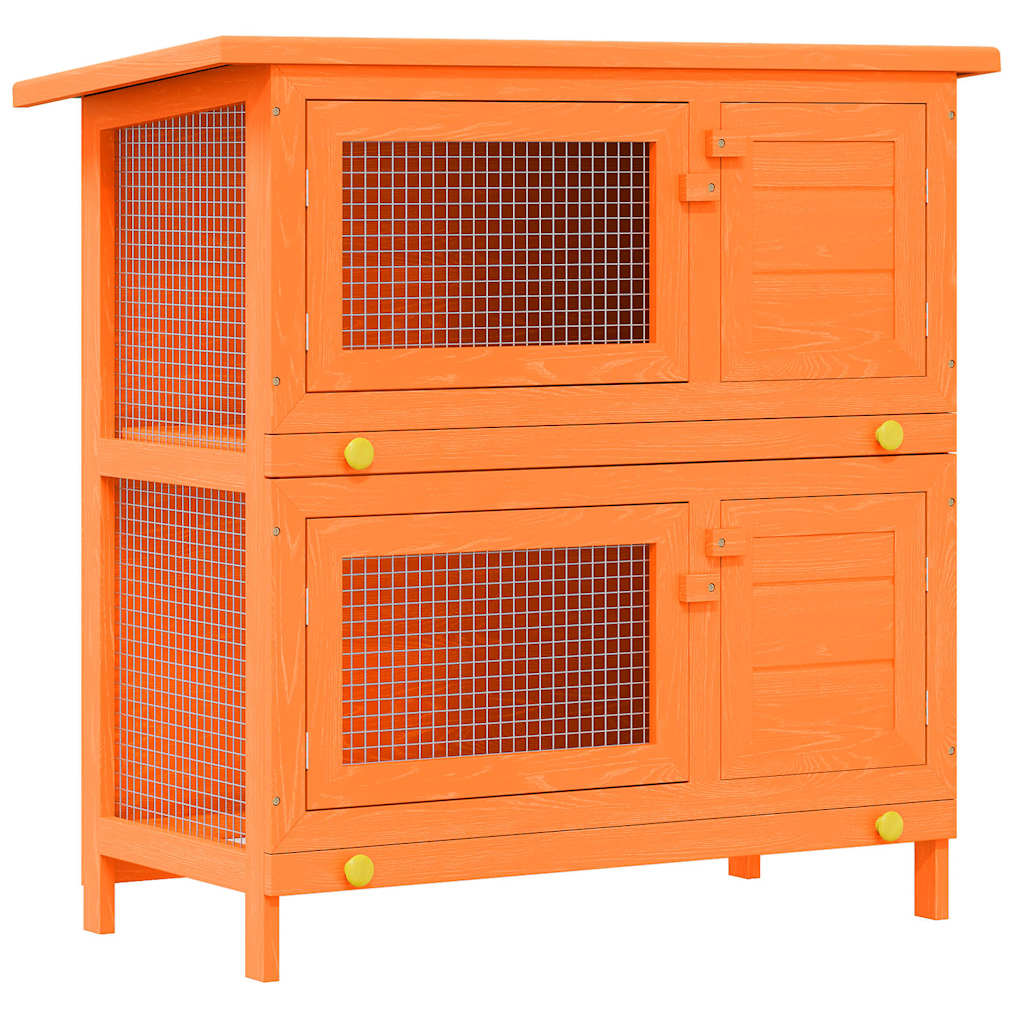 Outdoor Rabbit Hutch Small Pet Cage 4 Door Wood