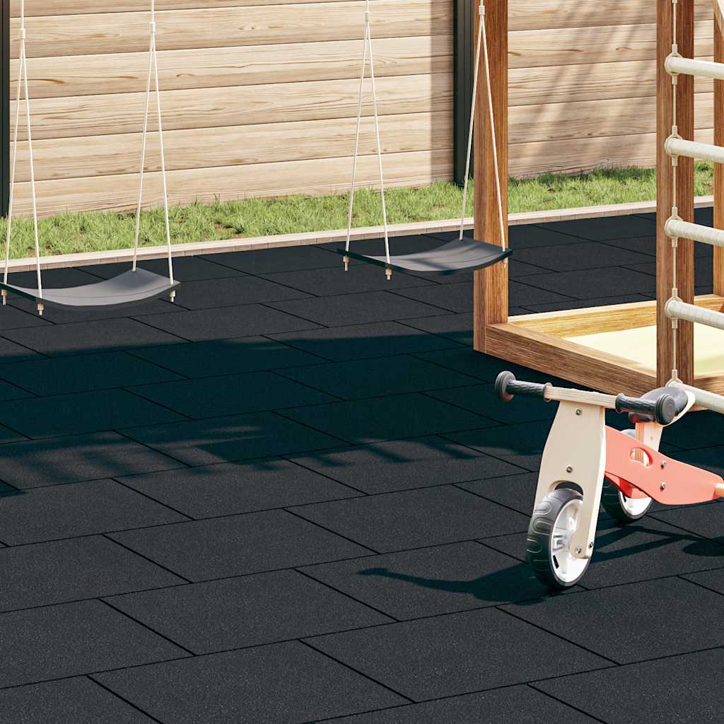 Fall Protection Tiles 18 pcs Rubber 50x50x3 cm Black