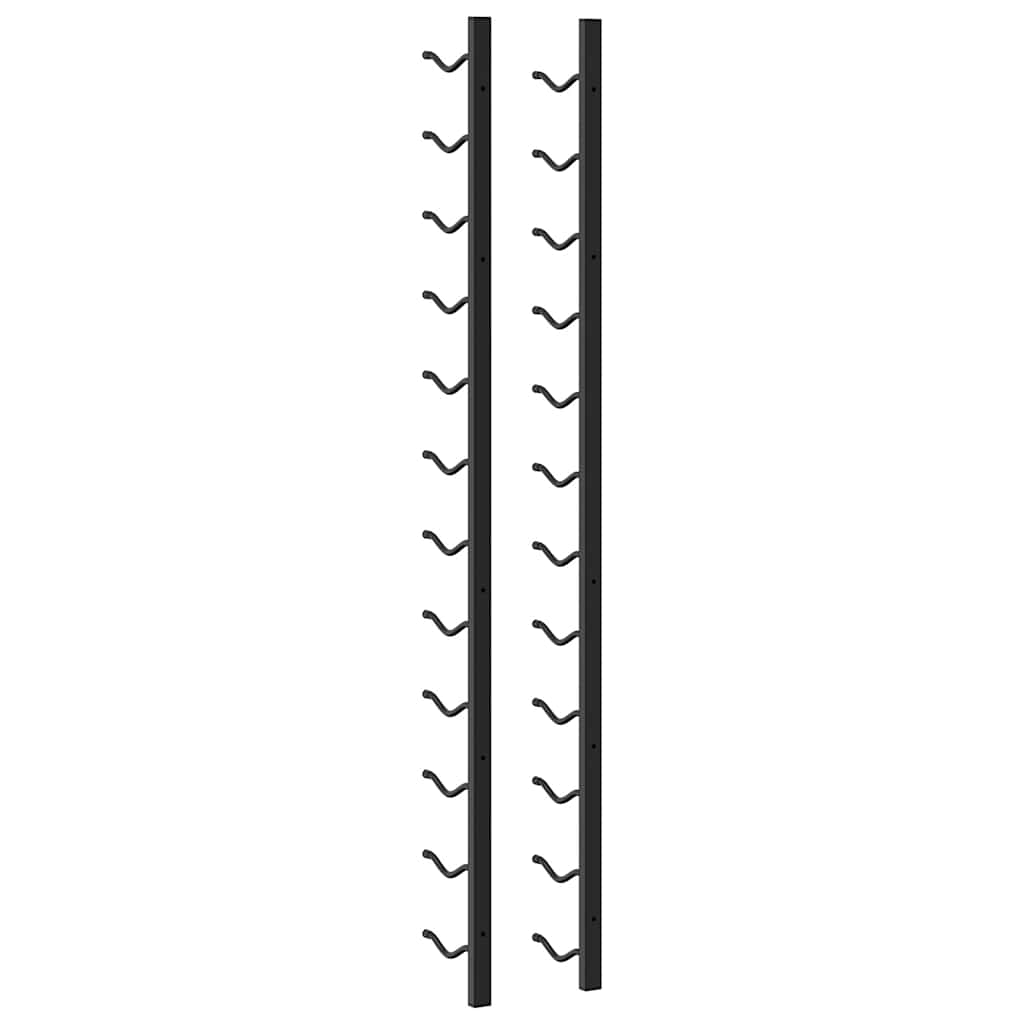 Wall Mounted Wine Racks for 12 Bottles 2 pcs Black Iron