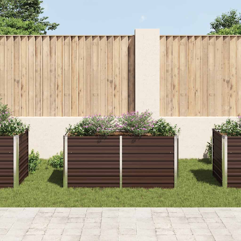 Raised Garden Bed Brown 160x80x77 cm Galvanised Steel