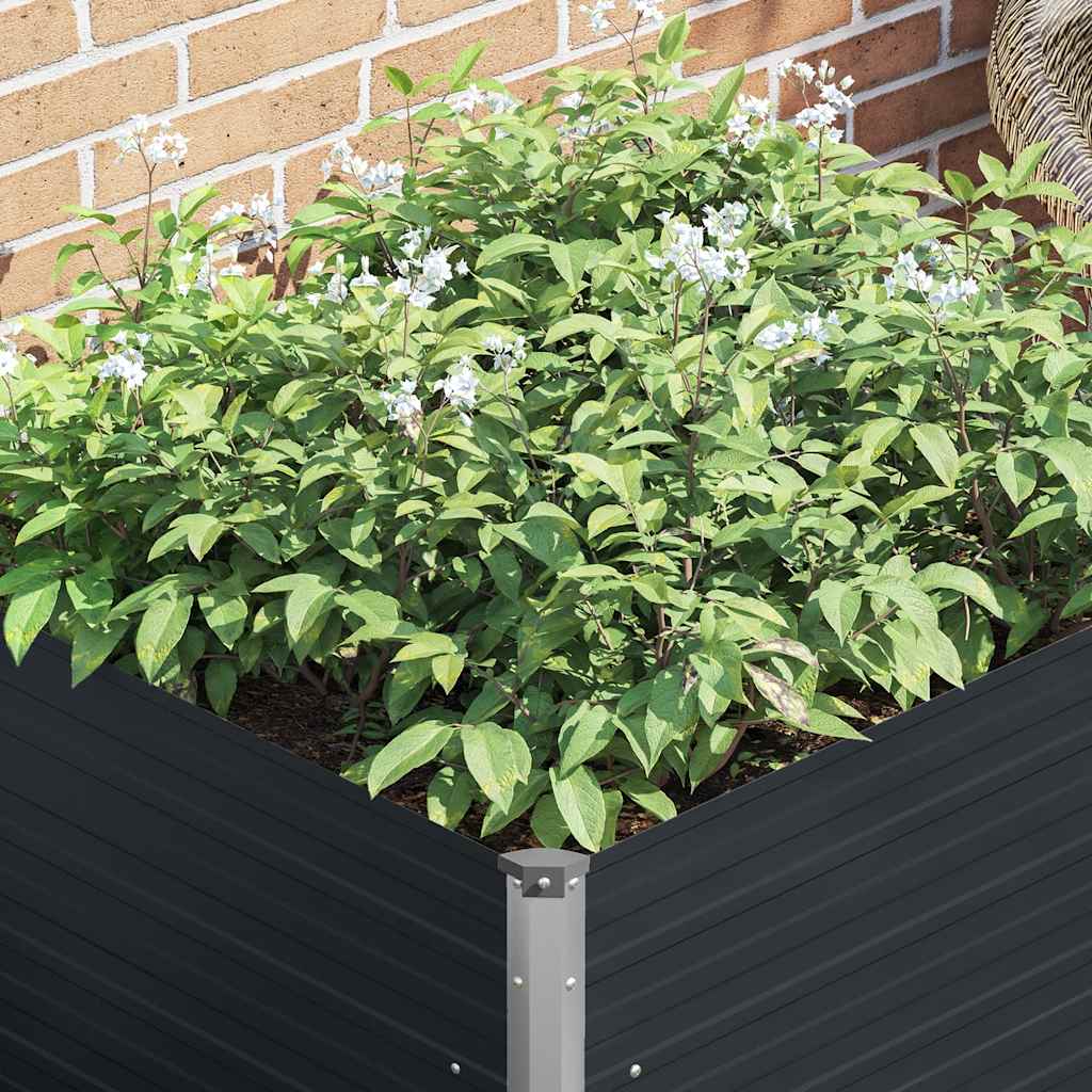 Raised Garden Bed Anthracite 100x100x77 cm Galvanised Steel