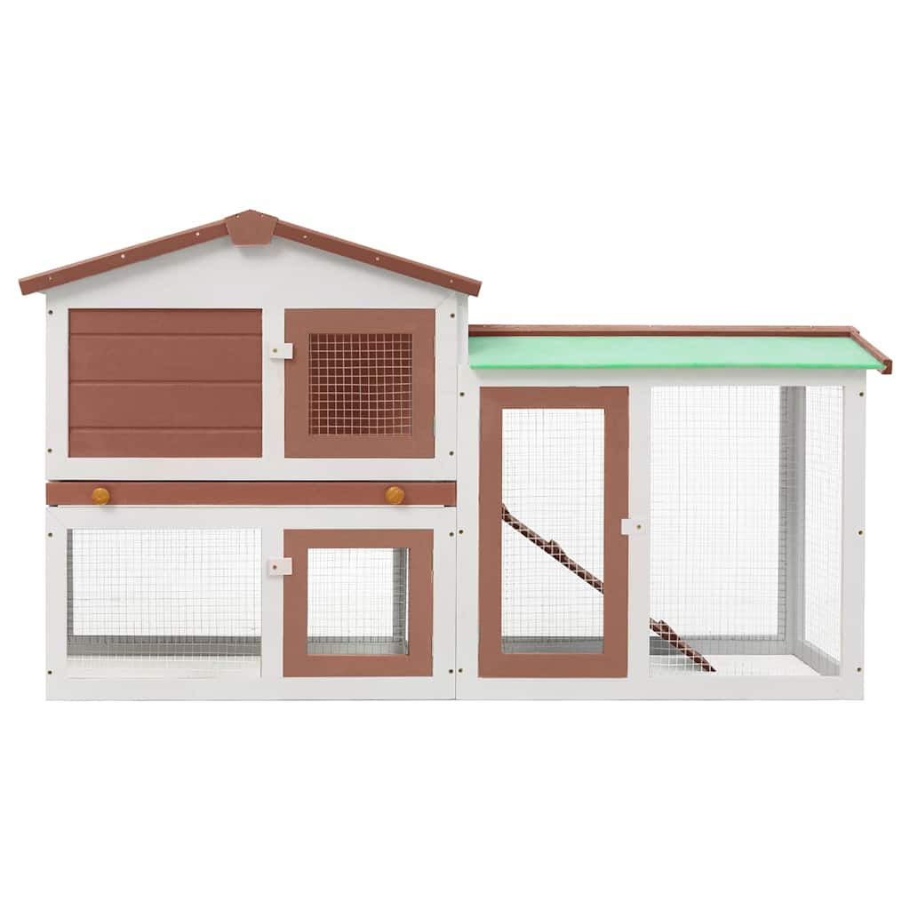 Outdoor Large Rabbit Hutch Brown and White 145x45x84 cm Wood