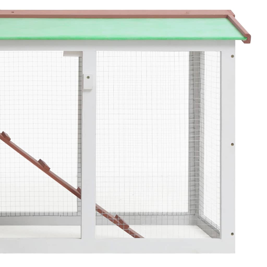Outdoor Large Rabbit Hutch Brown and White 145x45x84 cm Wood