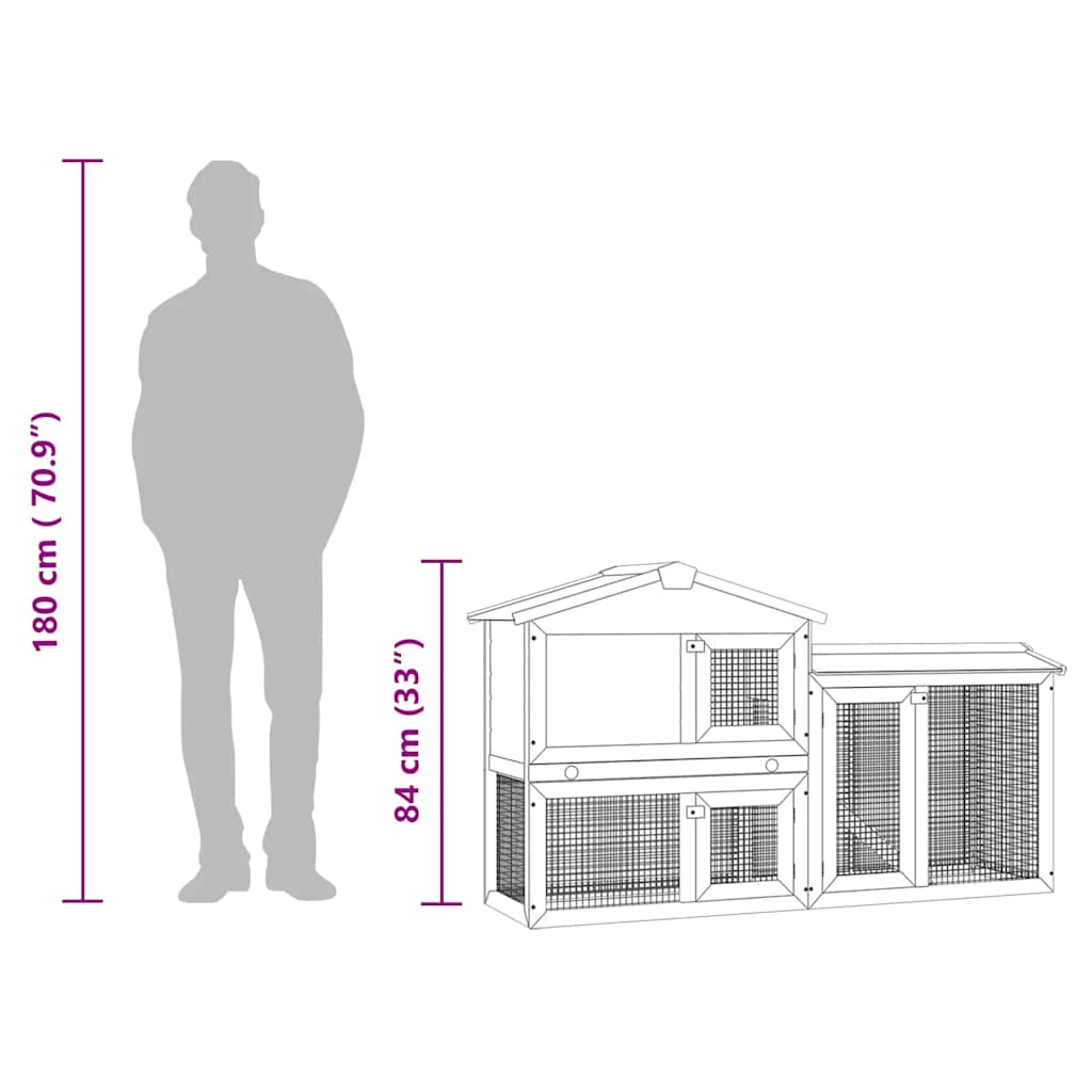 Outdoor Large Rabbit Hutch Brown and White 145x45x84 cm Wood
