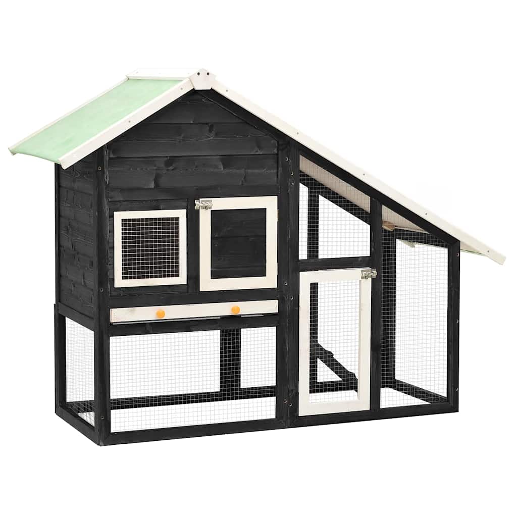 Rabbit Hutch Grey and White 140x63x120 cm Solid Firwood