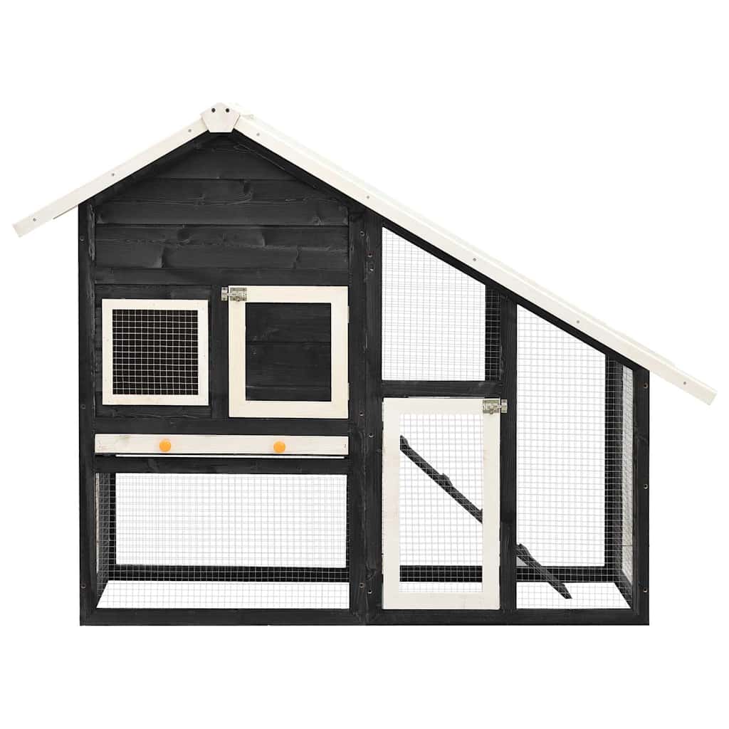 Rabbit Hutch Grey and White 140x63x120 cm Solid Firwood