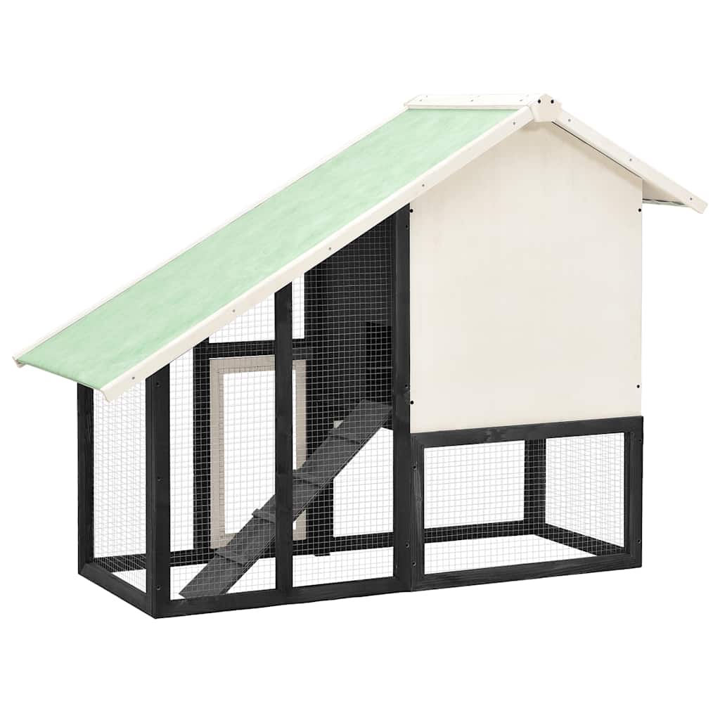 Rabbit Hutch Grey and White 140x63x120 cm Solid Firwood