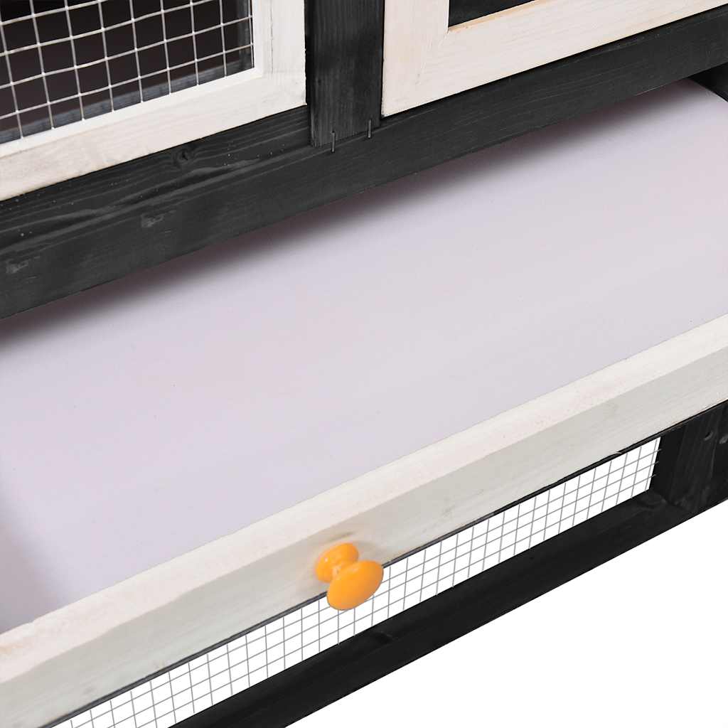 Rabbit Hutch Grey and White 140x63x120 cm Solid Firwood