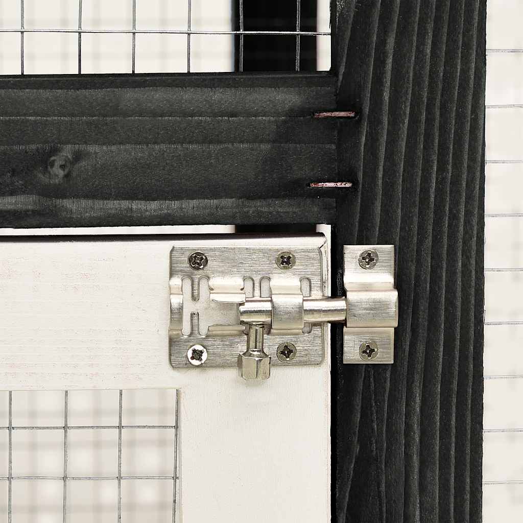 Rabbit Hutch Grey and White 140x63x120 cm Solid Firwood
