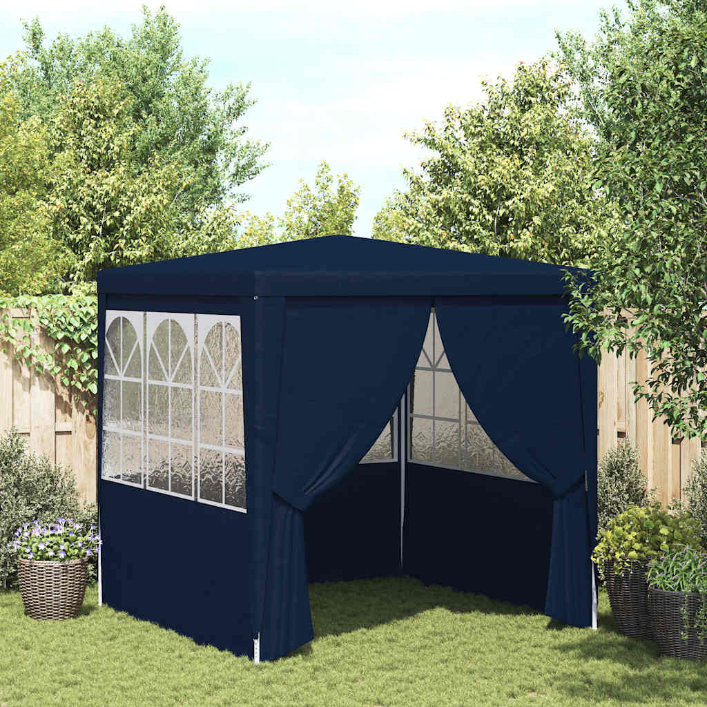 Professional Party Tent with Side Walls 2.5x2.5 m Blue 90 g/mÂ²