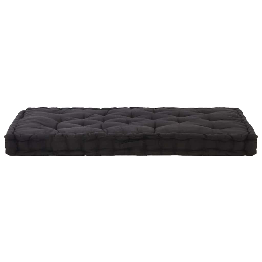 Pallet Floor Cushion Cotton 120x80x10 cm Black