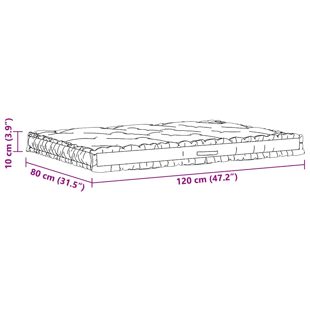Pallet Floor Cushion Cotton 120x80x10 cm Black