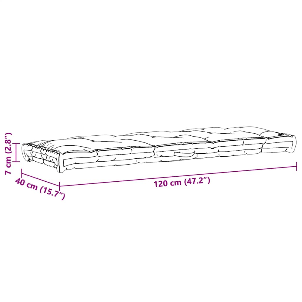 Pallet Floor Cushion Cotton 120x40x7 cm Beige