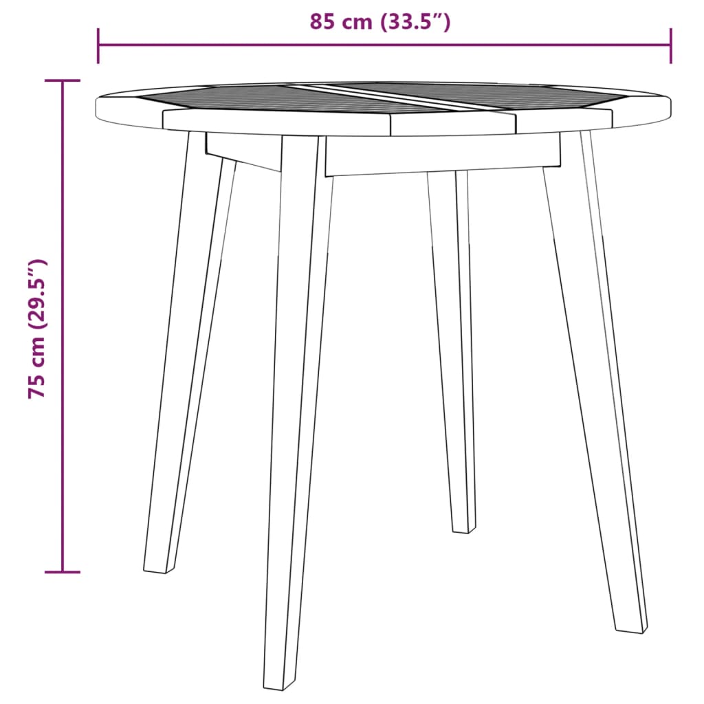 Garden Table Ã˜85x75 cm Solid Wood Acacia