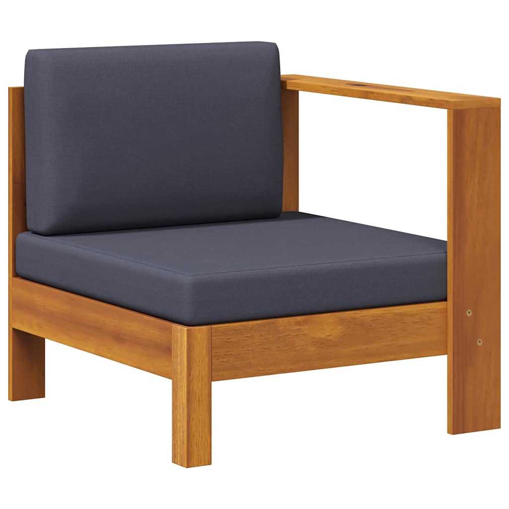 Middle Sofa with 1 Armrest Dark Grey Solid Acacia Wood