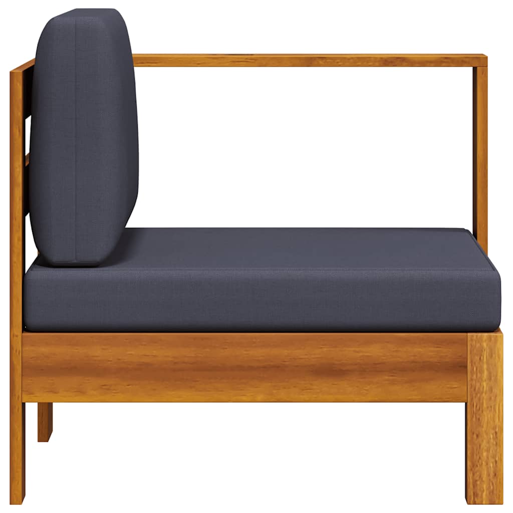 Middle Sofa with 1 Armrest Dark Grey Solid Acacia Wood