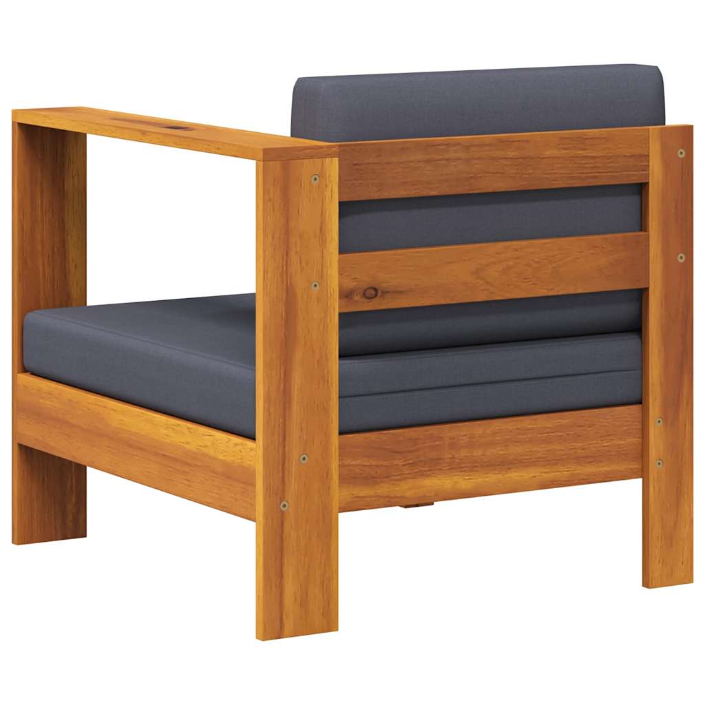 Middle Sofa with 1 Armrest Dark Grey Solid Acacia Wood